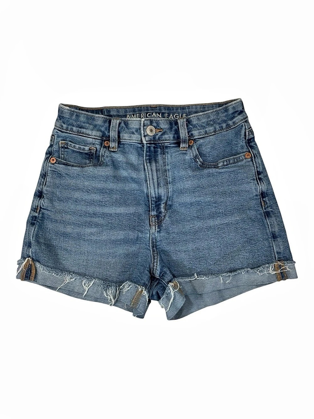 American Eagle Jean Shorts, Mom Short, Raw Hem, Size 2, AE0, 24W
